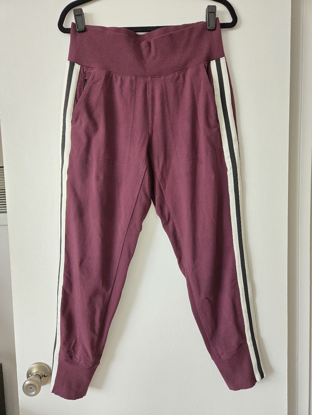 Athleta - Venice Maroon Side Stripe Joggers